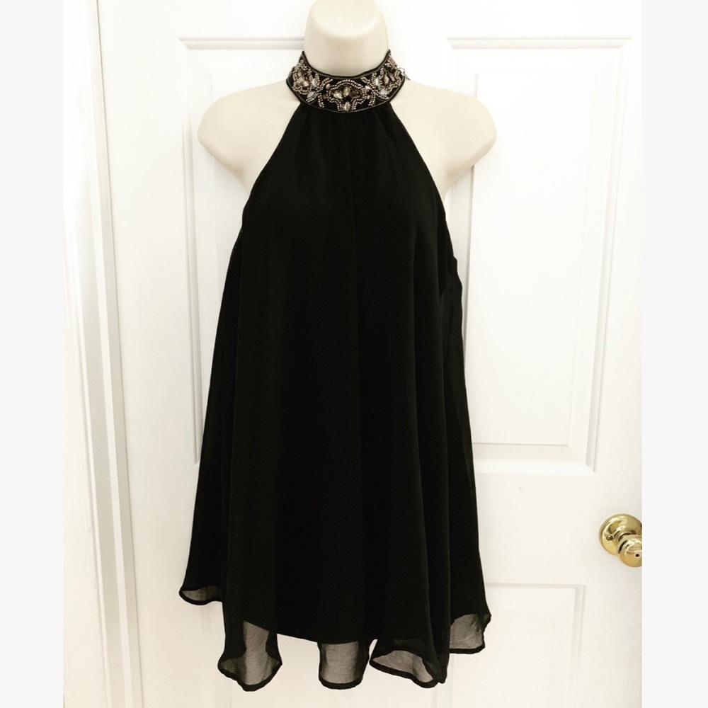 Black Choker Embellished Dress